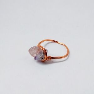 Beautiful Pastel Quartz Gems Handmade Twisted Gold Rust Wire Ring Size 7